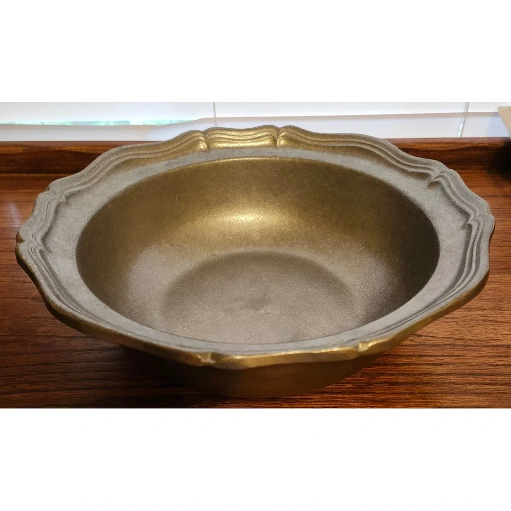 Wilton Armetale French Country Scalloped Serving Bowl Pewter Look 11 Inch